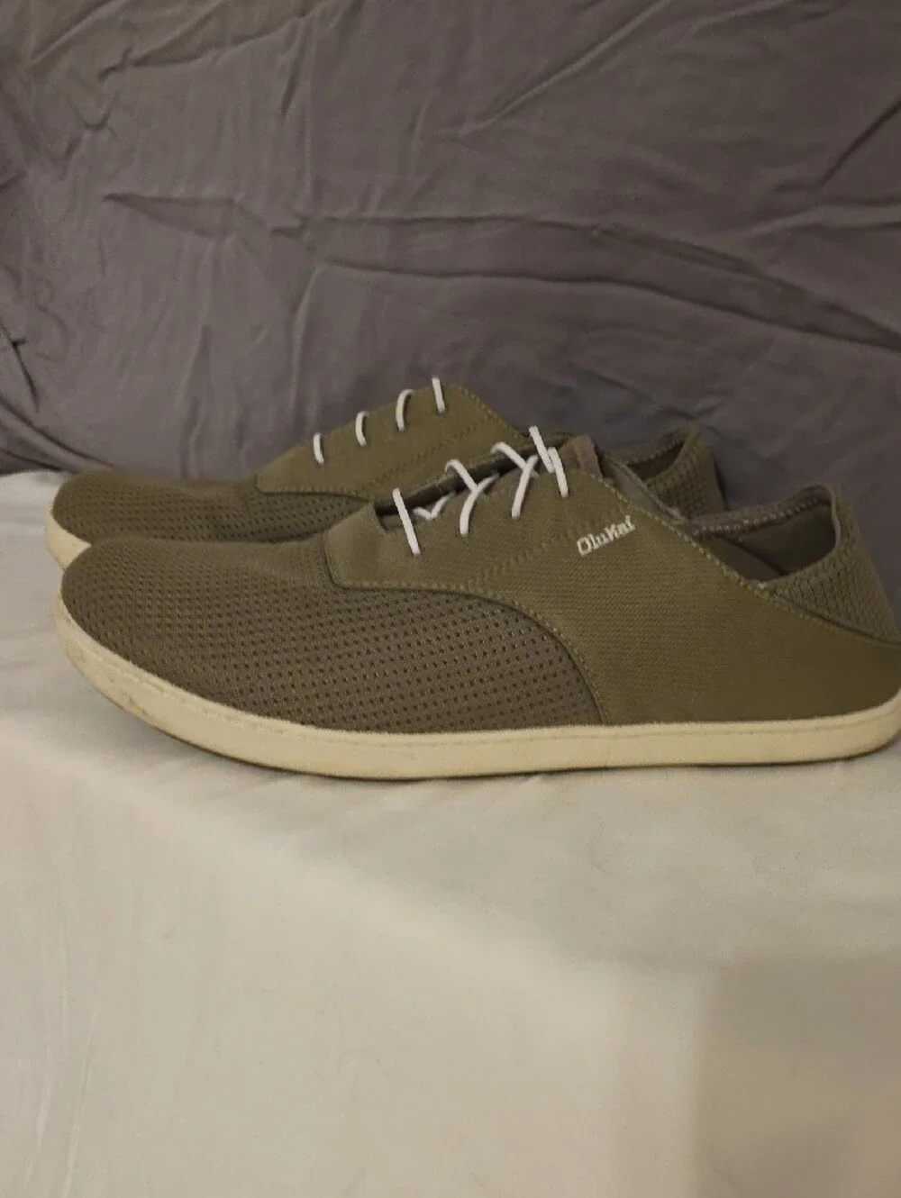 OluKai Men's Low-Profile Perforated Canvas Sneaker - Olive Green